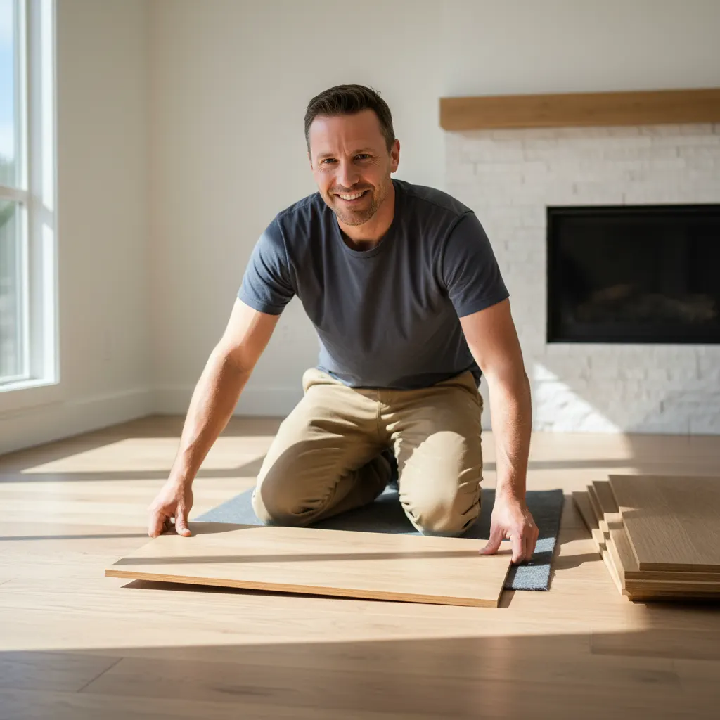 A vetted, licensed flooring installation professional at work